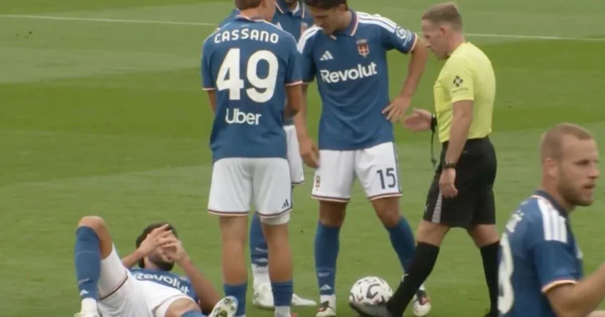 Player lying on the ground during match stoppage
