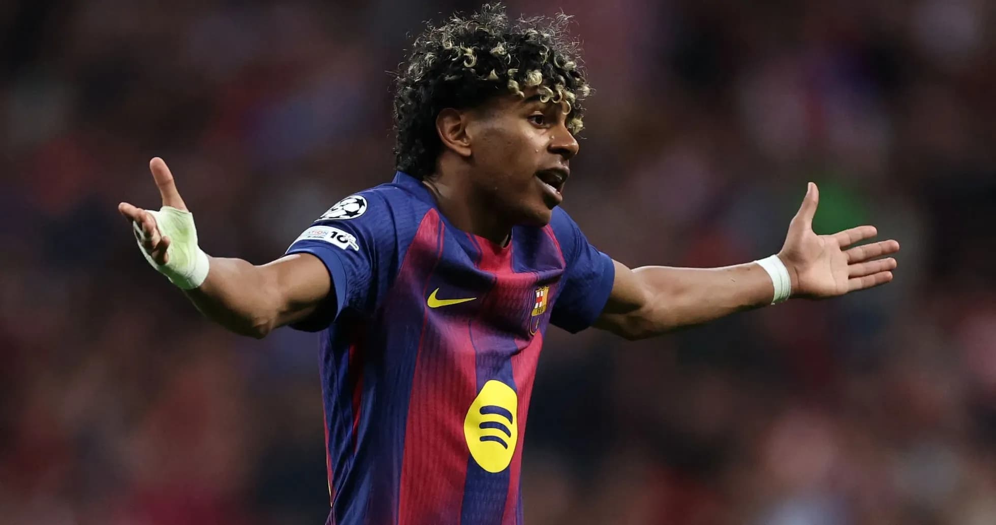 Player gesturing during UEFA Champions League match