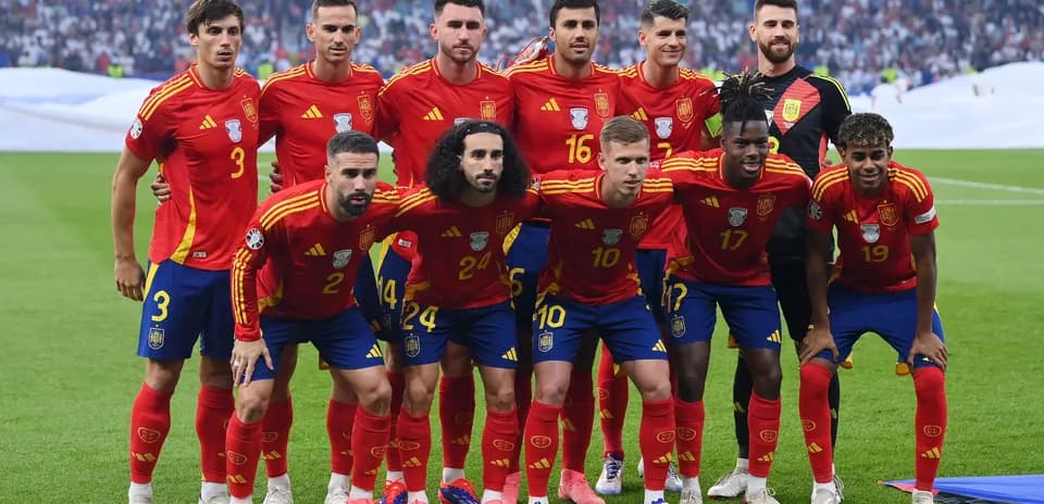 Spain national football team posing for a photo