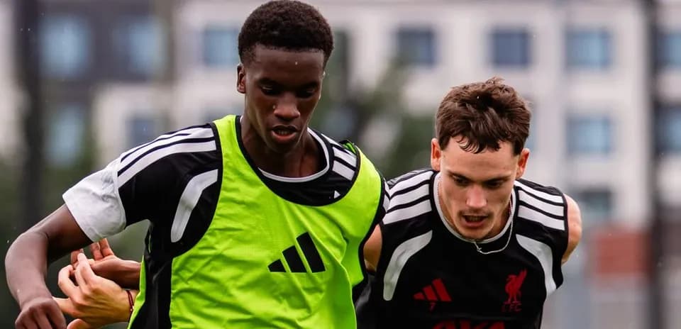 Two players training during football practice session