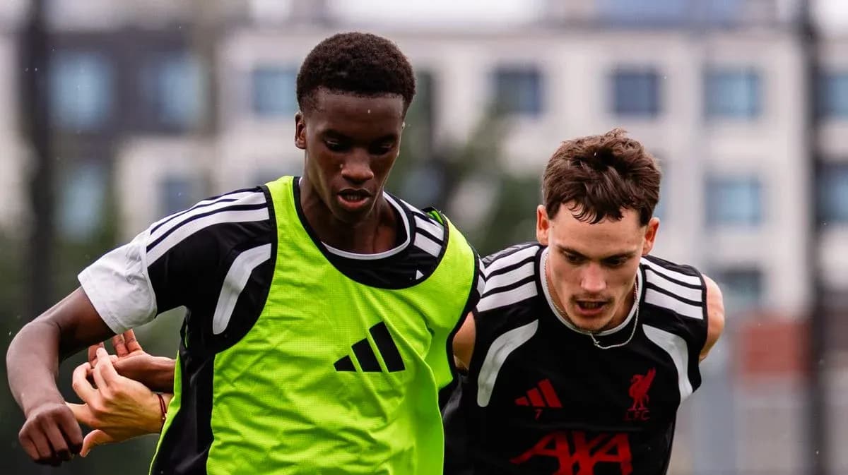Two players training during football practice session