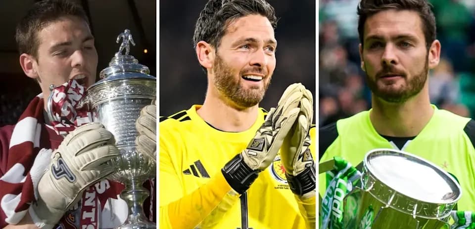 Three goalkeepers holding trophies in various settings