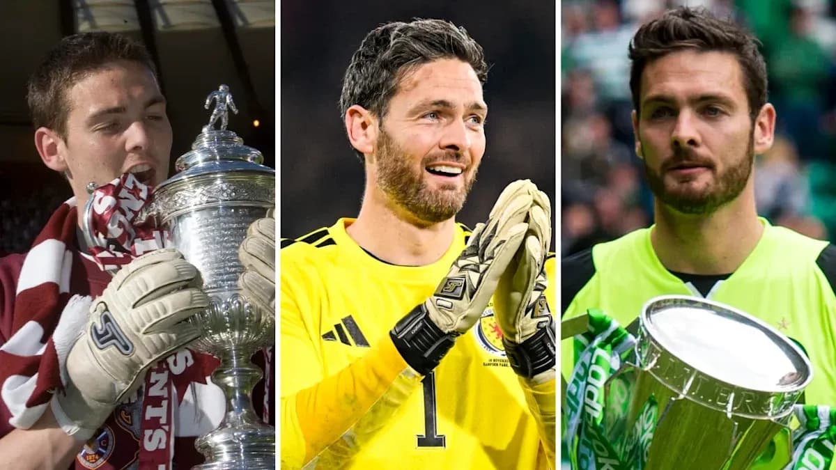 Three goalkeepers holding trophies in various settings