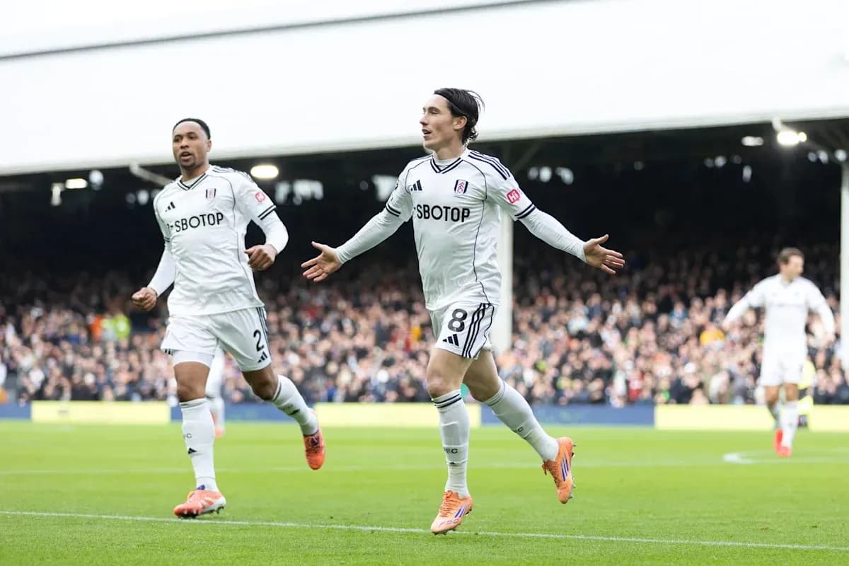 Fulham players celebrating a goal during match
