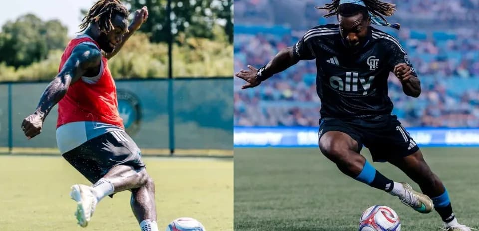 Player practicing and competing with soccer ball