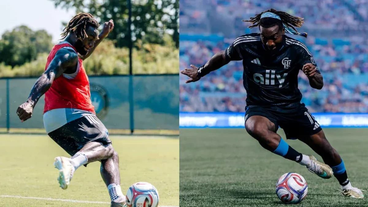 Player practicing and competing with soccer ball