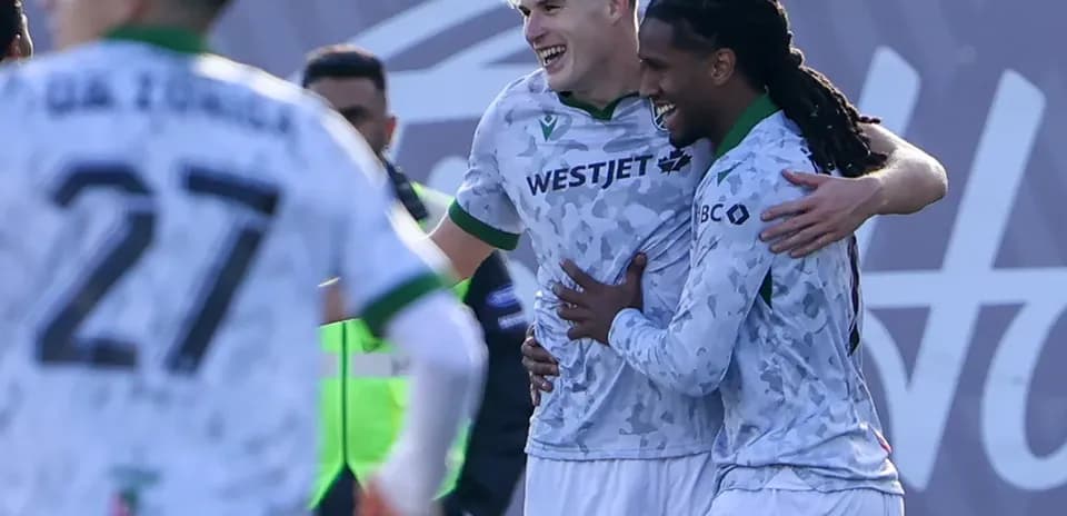 Cavalry FC players celebrating a goal