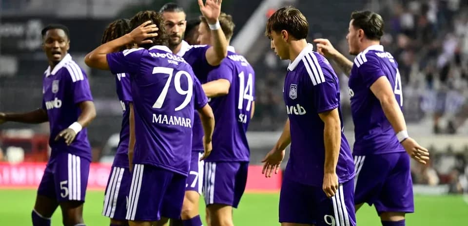 Anderlecht players celebrating a goal during match