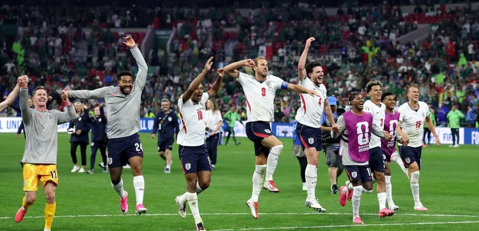 England players celebrating victory after match