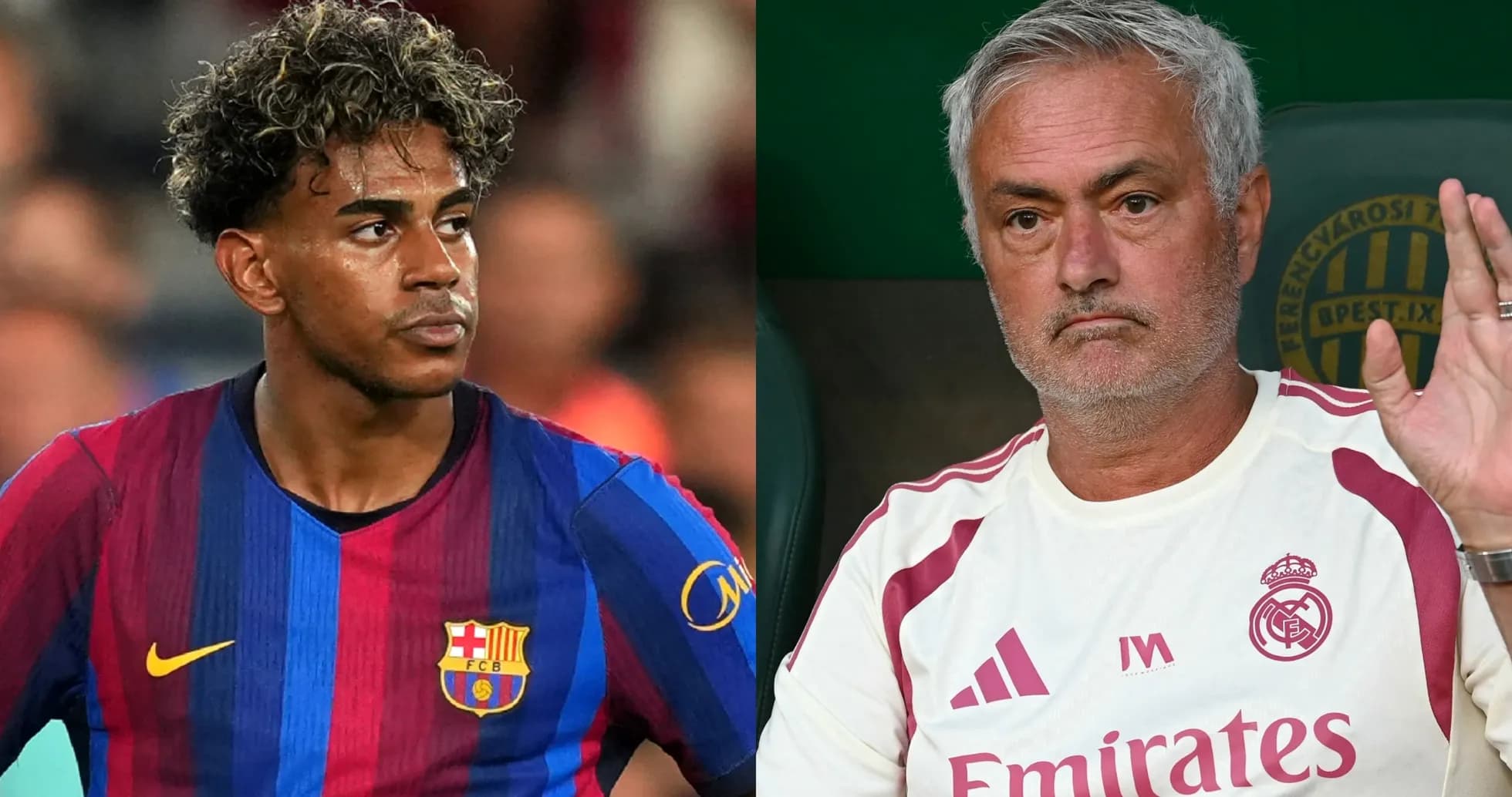 Barcelona player and Real Madrid coach during match