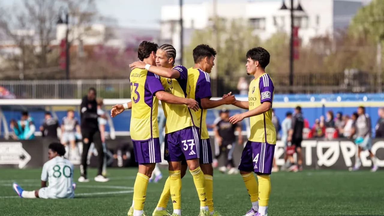 Orlando City II players celebrating a goal