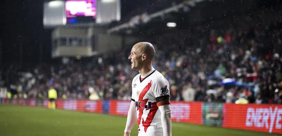 Rayo Vallecano player celebrating during match