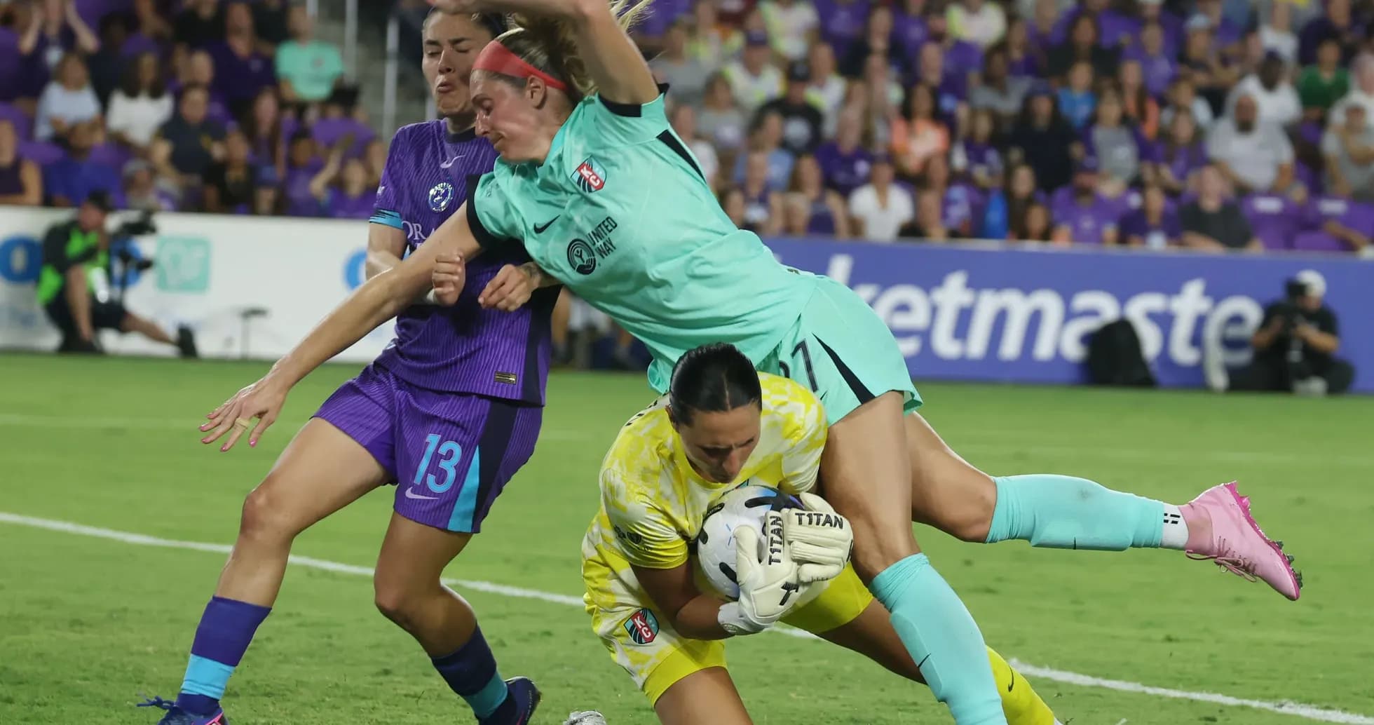 Goalkeeper making a save during match action