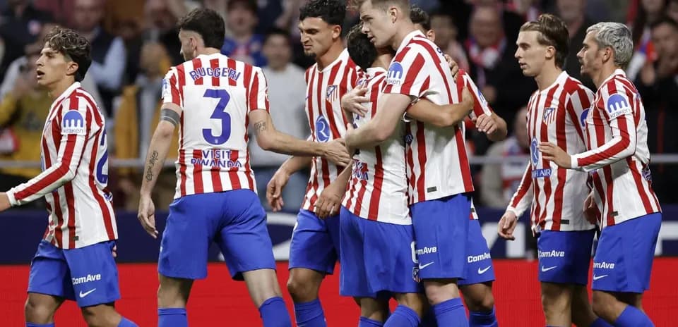 Atletico Madrid players celebrating a goal