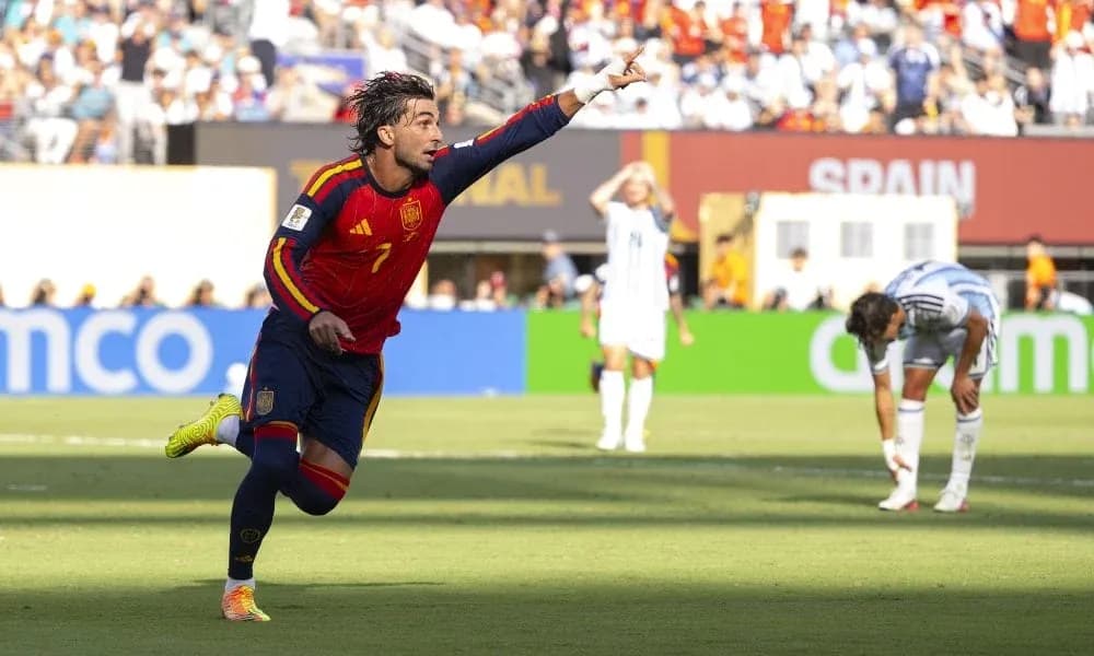 Spain player celebrating a goal during match