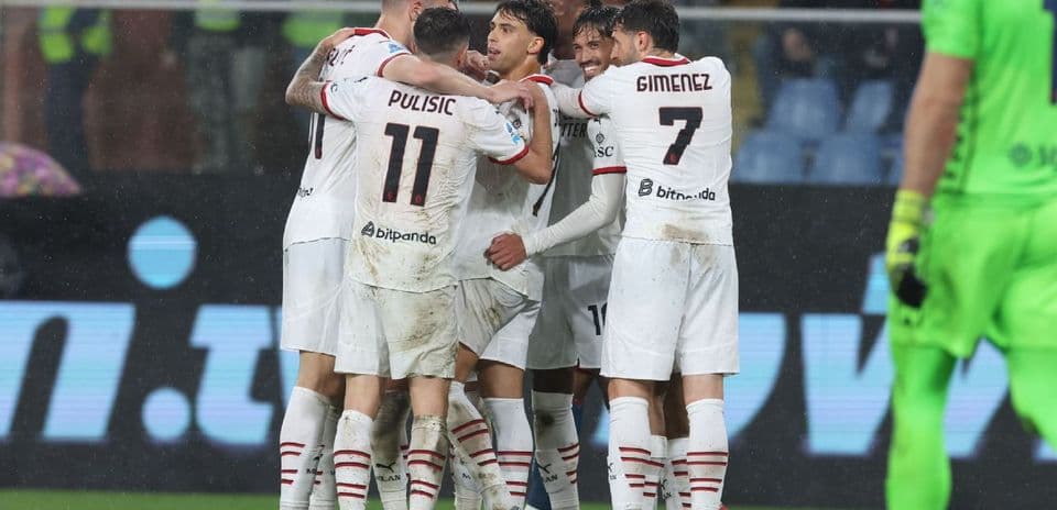 AC Milan players celebrating a goal during match