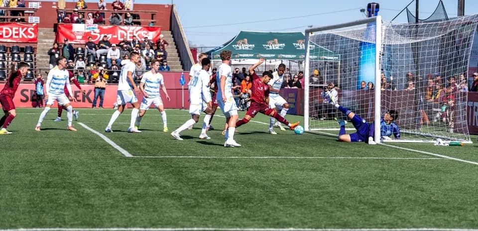 Goal attempt during Sporting JAX vs Detroit City match