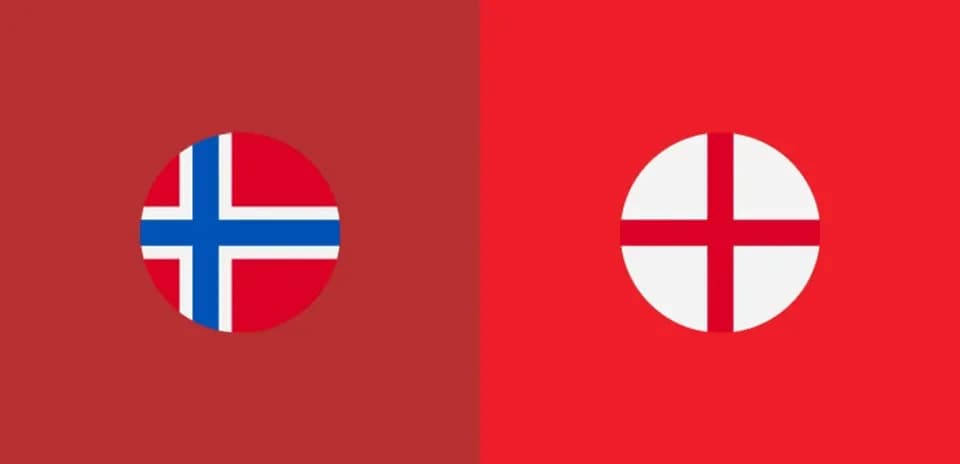 Flags of Norway and England side by side