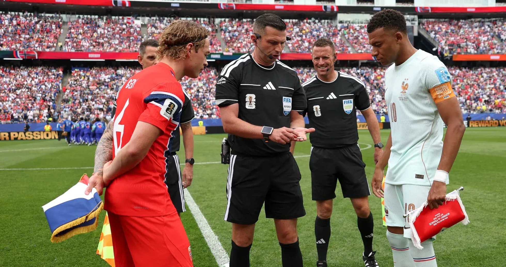 Captains exchanging coins before the match starts