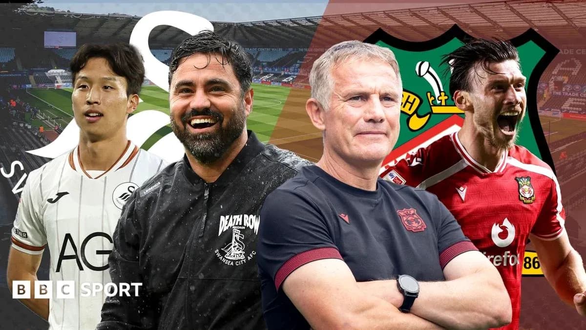 Players and coaches from Swansea and Wrexham teams