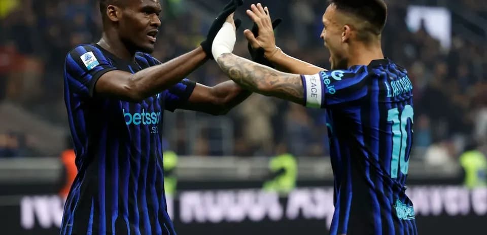 Inter players celebrating a goal during Serie A