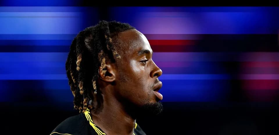 Athlete in profile during sporting event