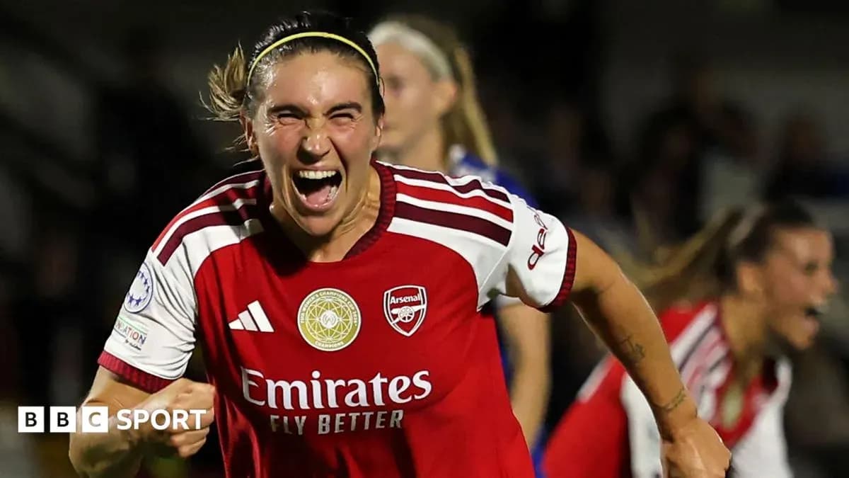 Player celebrating goal in Arsenal jersey