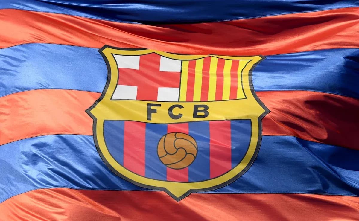 FC Barcelona flag with red and blue stripes