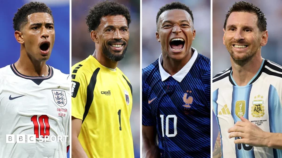 Four football players celebrating during a match
