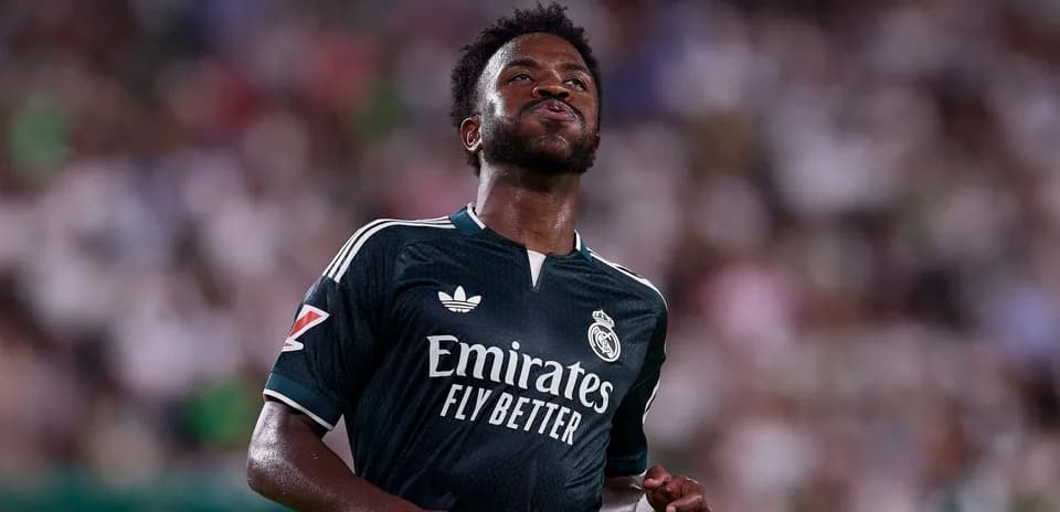Player wearing Real Madrid jersey during match