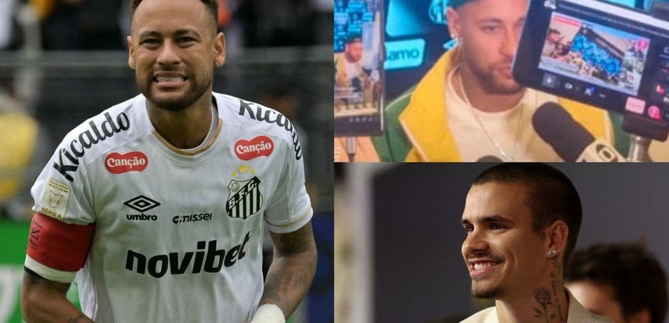 Neymar in Santos jersey and two media appearances