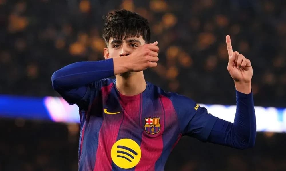 Player celebrating after scoring a goal for Barcelona