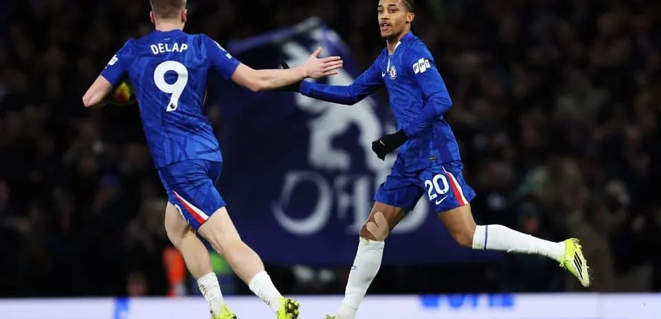 Chelsea players celebrating a goal during match
