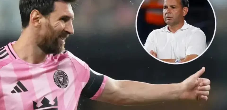 Lionel Messi celebrating in pink Inter Miami jersey
