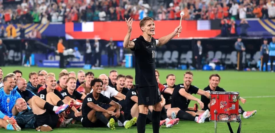 Player celebrating with teammates after victory