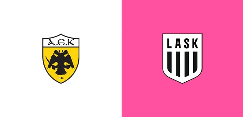 Logos of A.E.K. and LASK side by side