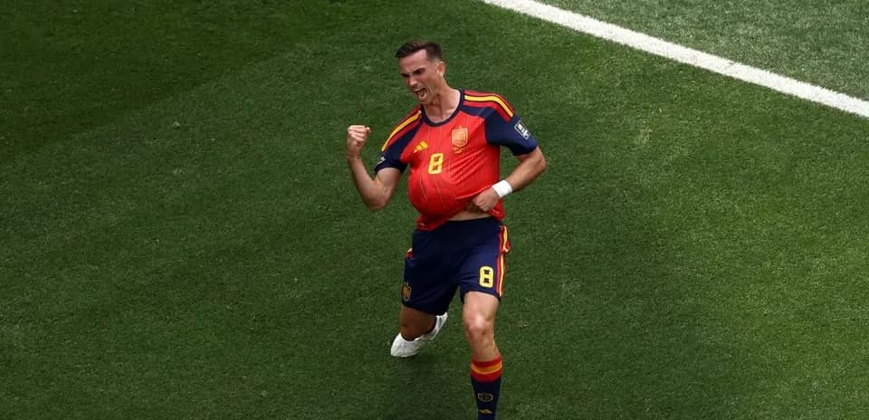 Spanish player celebrating a goal during match