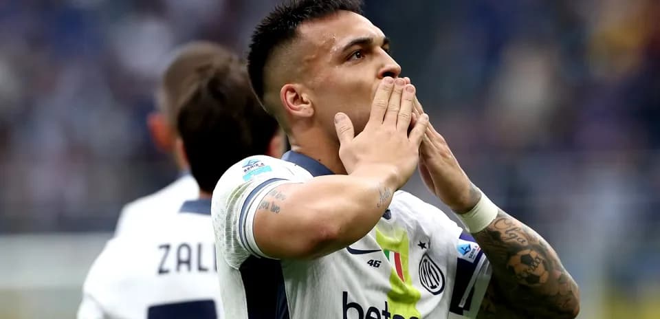 Player celebrating after scoring for Inter Milan