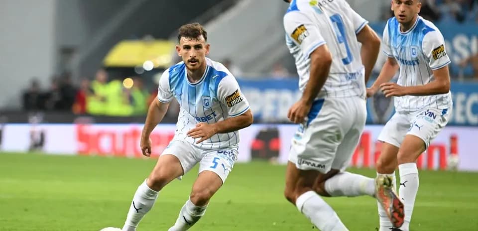 Universitatea Craiova players in action during match