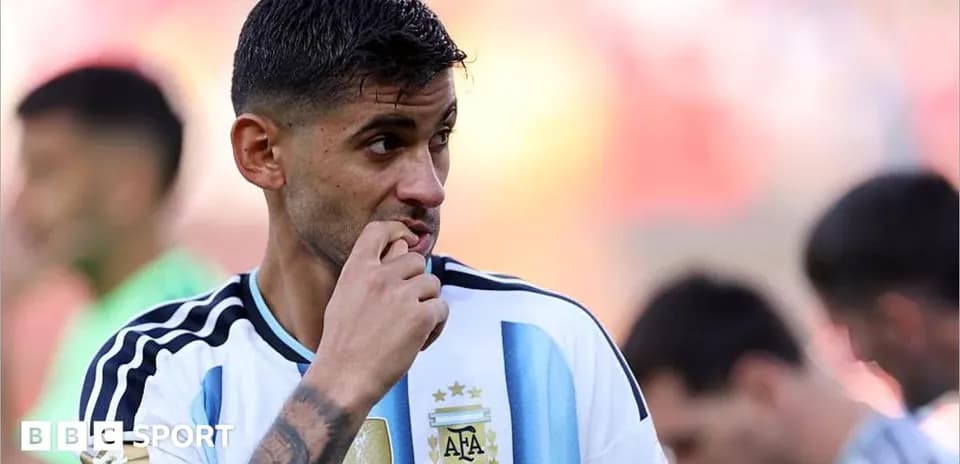 Player in Argentina kit during warm-up session