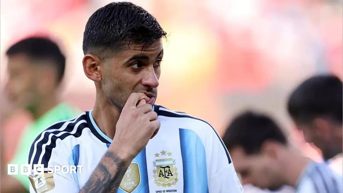 Player in Argentina kit during warm-up session