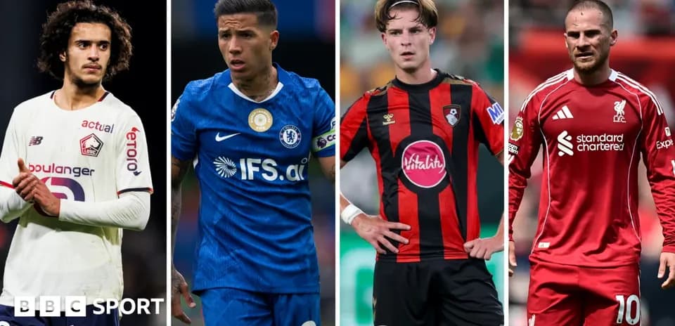 Four football players in their team kits