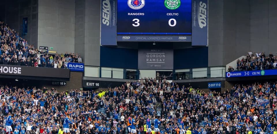Rangers leading Celtic 3-0 on stadium scoreboard