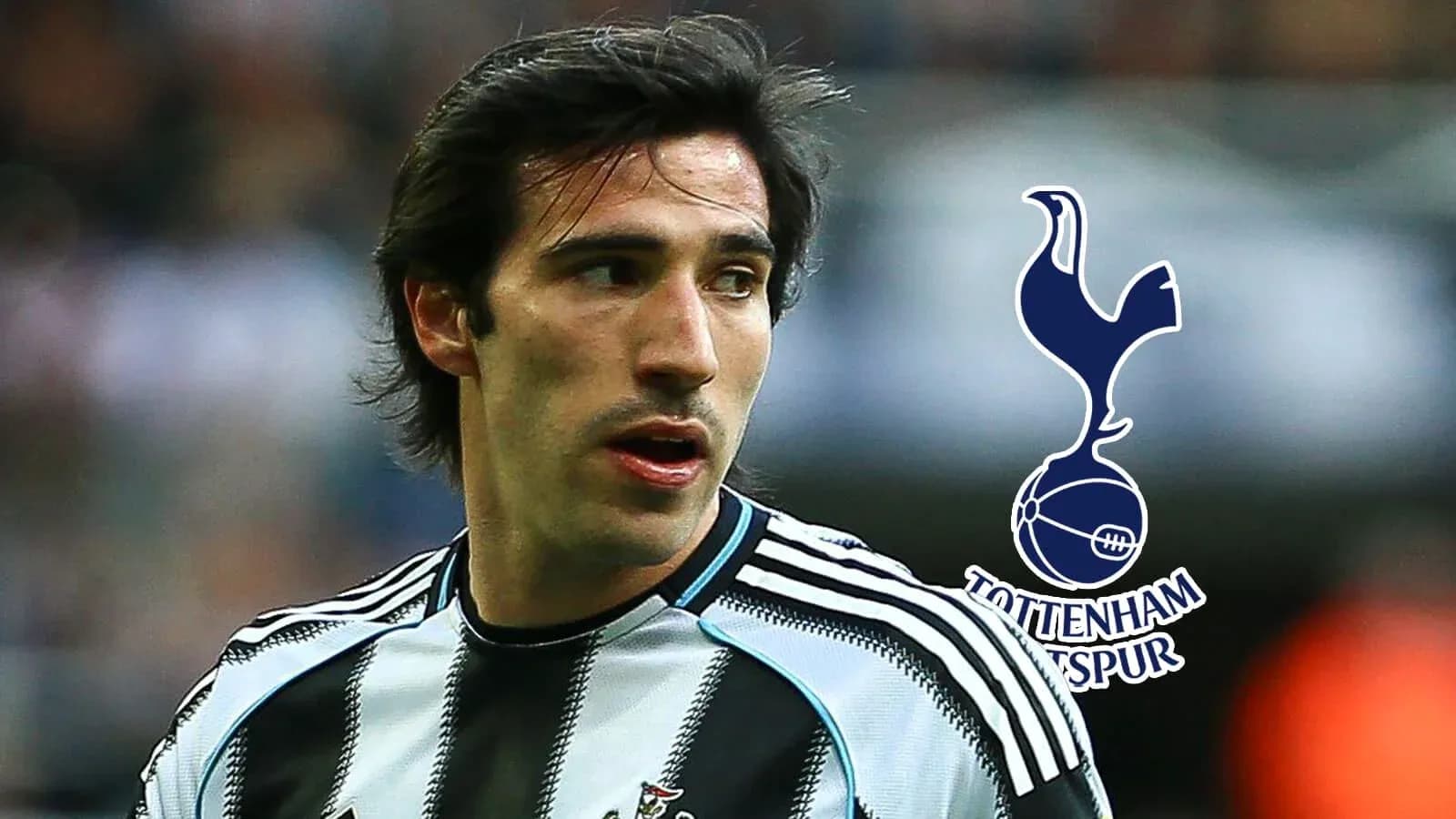 Player in Newcastle United kit with Tottenham logo