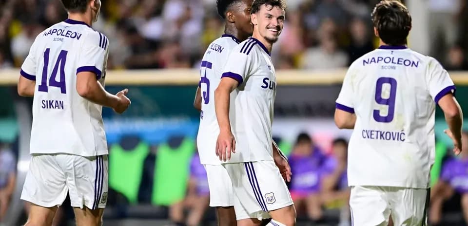 Anderlecht players celebrating a goal during match