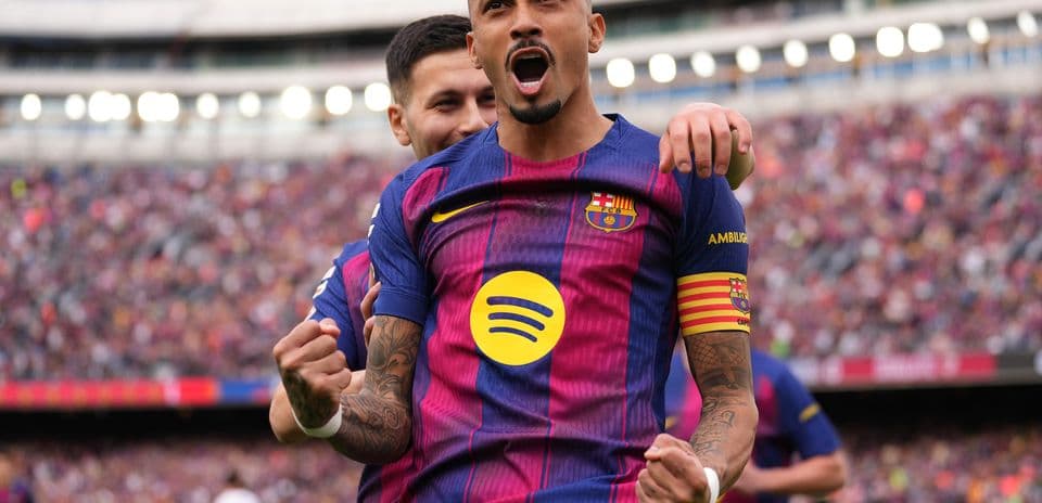 Barcelona player celebrating a goal