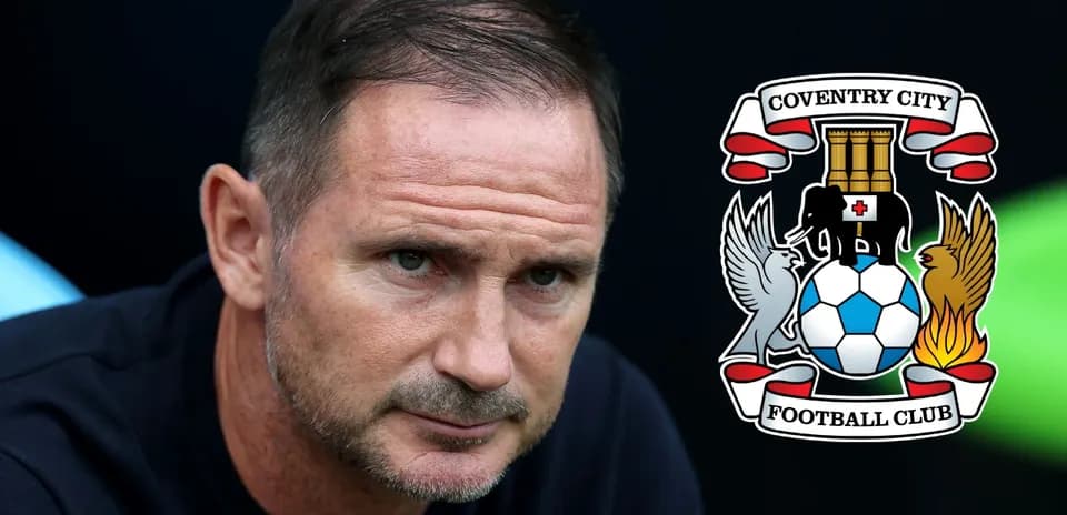Coach focused during match with Coventry City logo