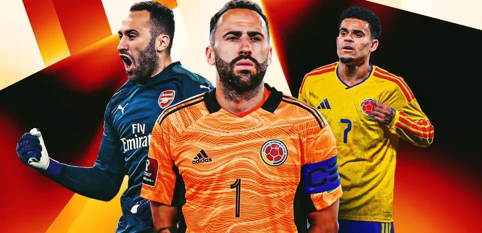 Three Colombian football players in team jerseys