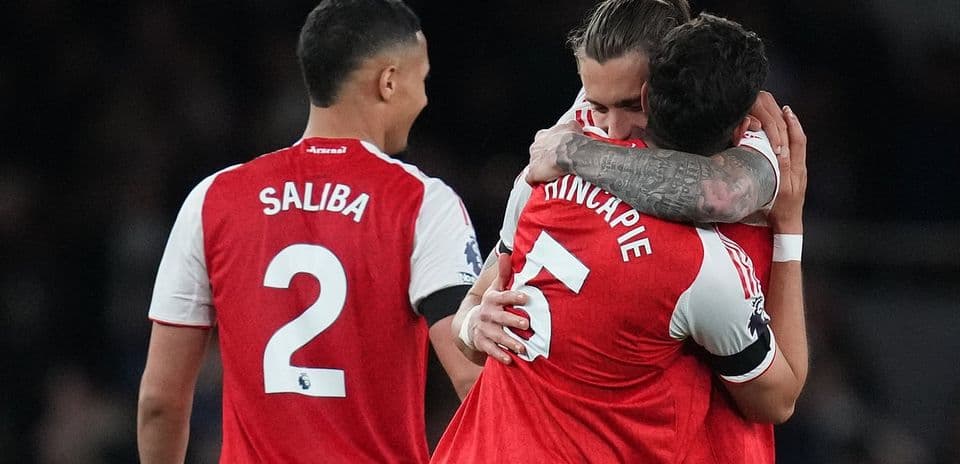Arsenal players celebrating during a match