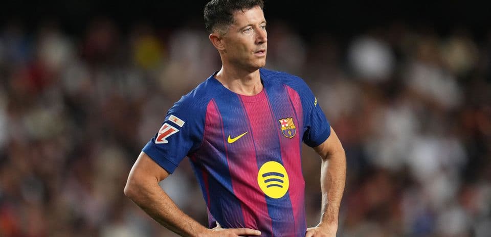 Player in Barcelona jersey during match action